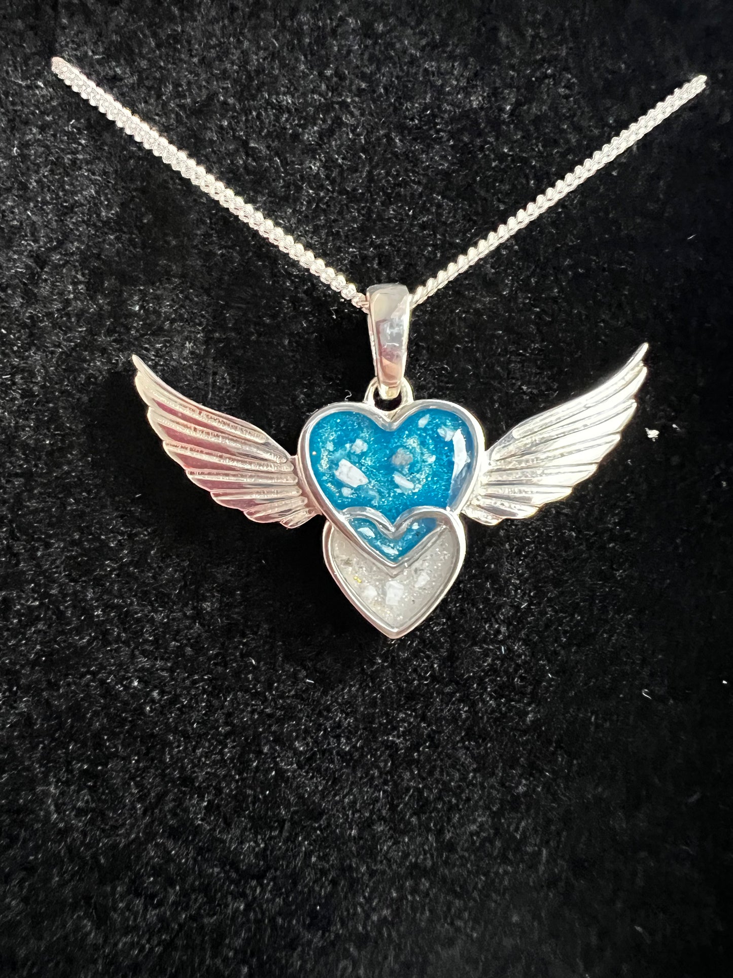 Double Heart Winged Pendant