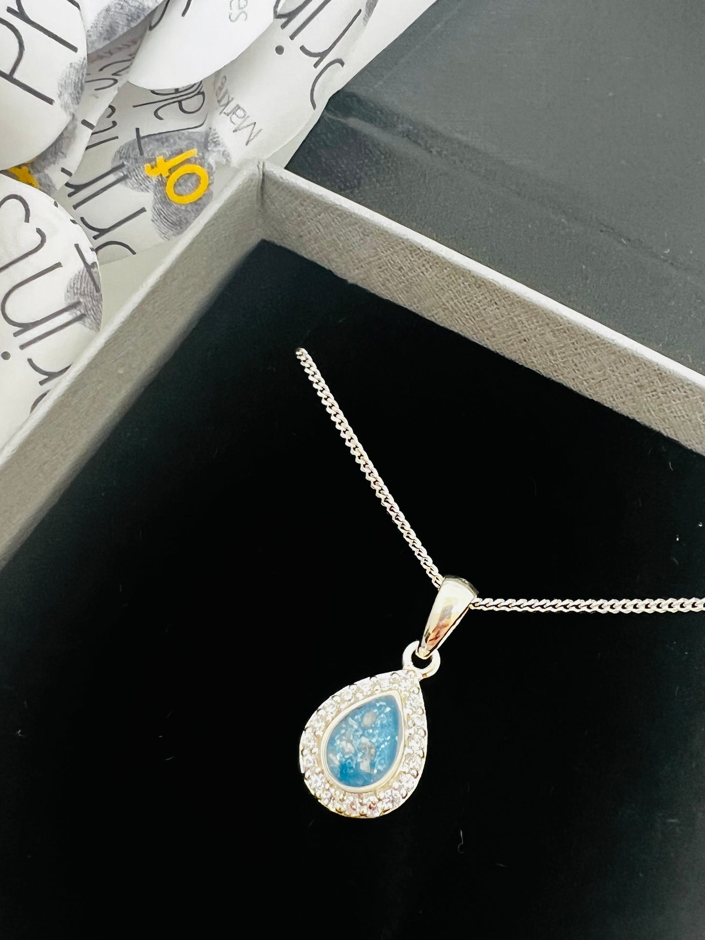 Cubic Zirconia Edged Teardrop Pendant