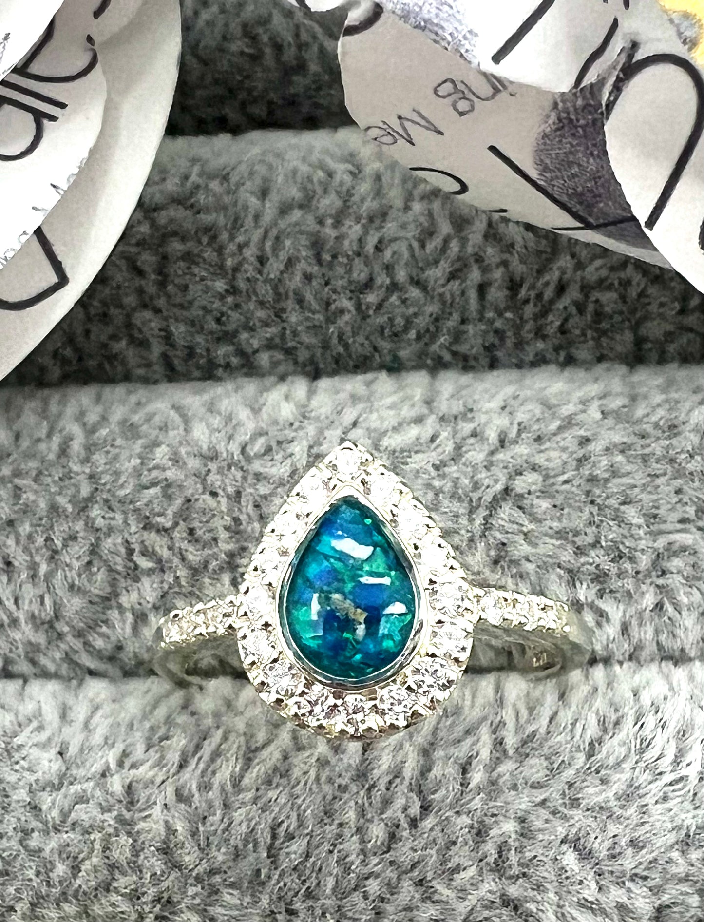 Teardrop Cubic Zirconia Edged Ring