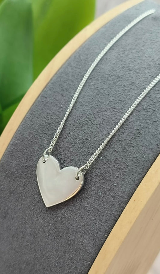 Engraved Heart Pendant with Adjustable Chain