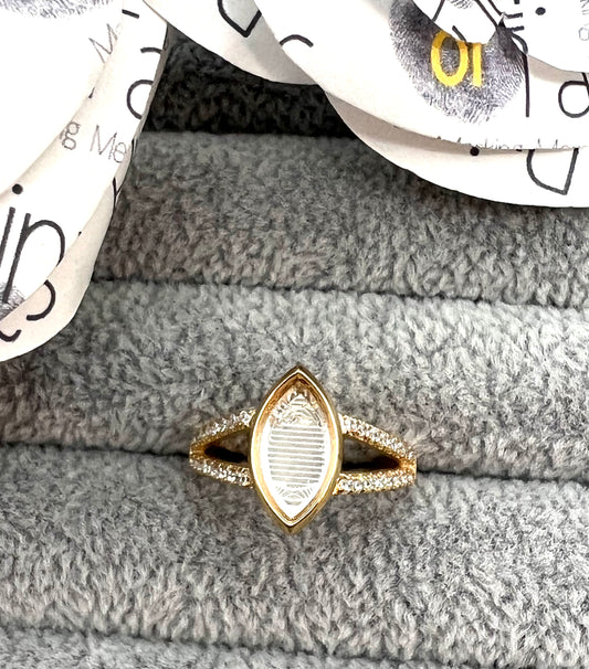 Marquise Ring with Cubic Zirconia Shoulders