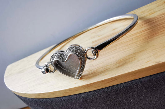 Heart Bangle with Cubic Zirconia