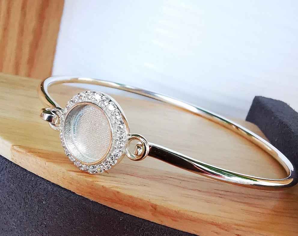 Halo Bangle with Cubic Zirconia