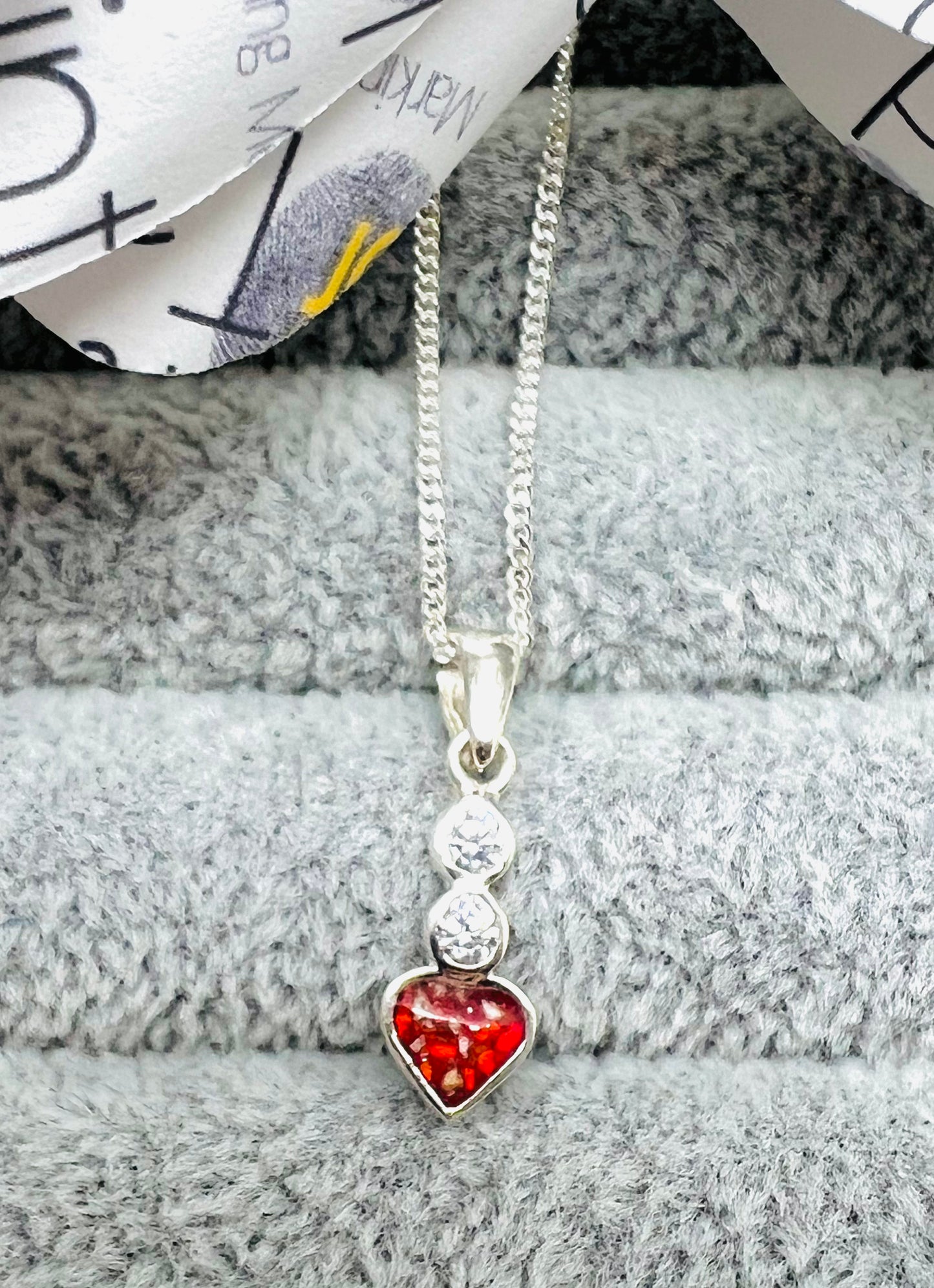 Double Cubic Zirconia Drop Heart Pendant