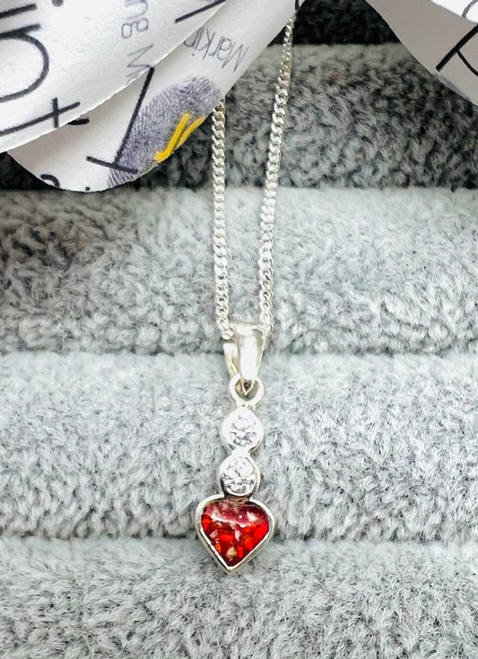 Double Cubic Zirconia Drop Heart Pendant