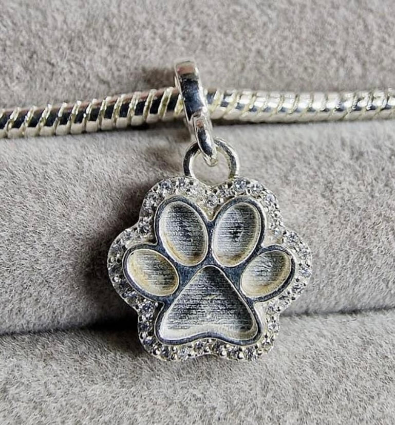 Dangle Cubic Zirconia Paw Charm