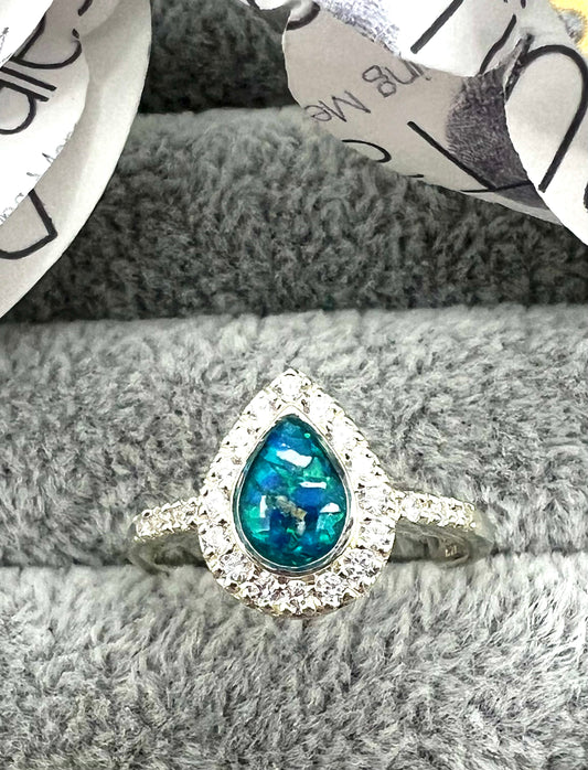 Teardrop Cubic Zirconia Edged Ring