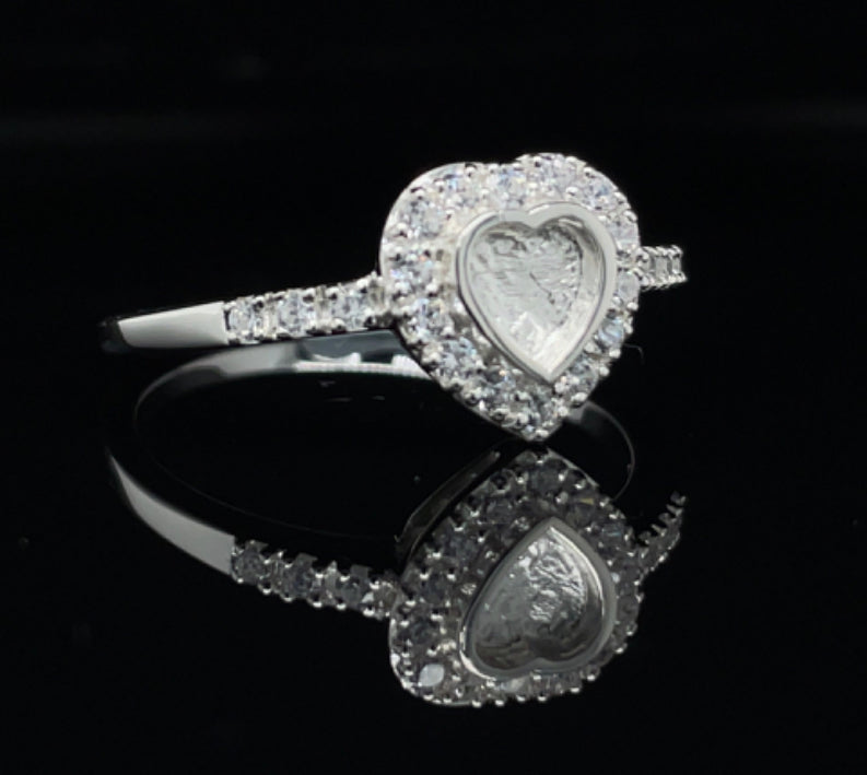 Heart Ring with Cubic Zirconia Edge