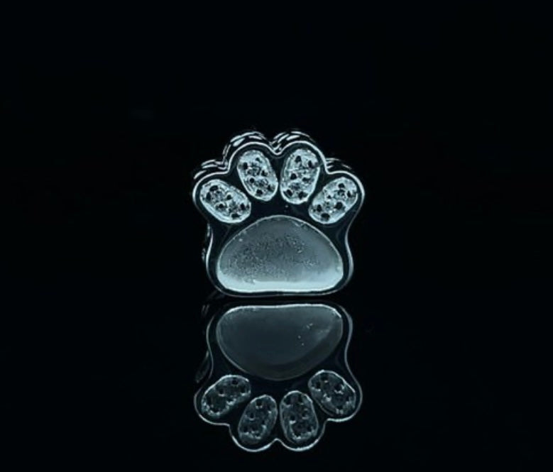 Paw Charm with Cubic Zirconia