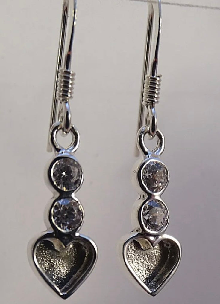 Heart Drop Earrings with Cubic Zirconia